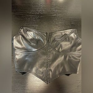 XS - Leather strapless corset